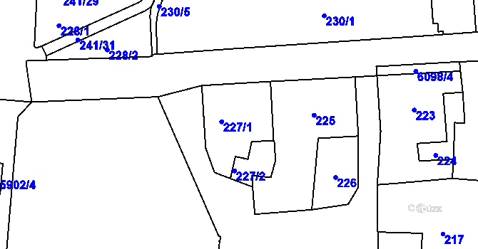 Parcela st. 227 v KÚ Jihlava, Katastrální mapa