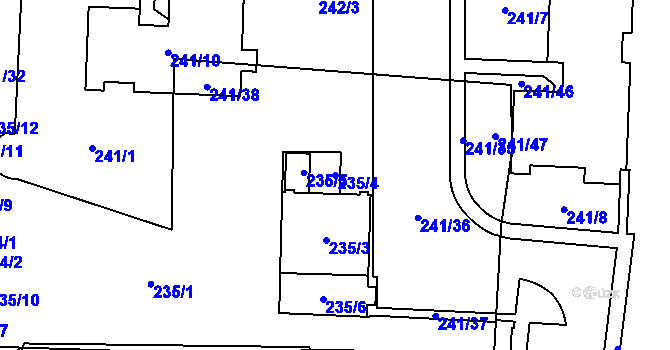 Parcela st. 235/4 v KÚ Jihlava, Katastrální mapa