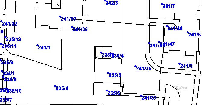 Parcela st. 235/5 v KÚ Jihlava, Katastrální mapa