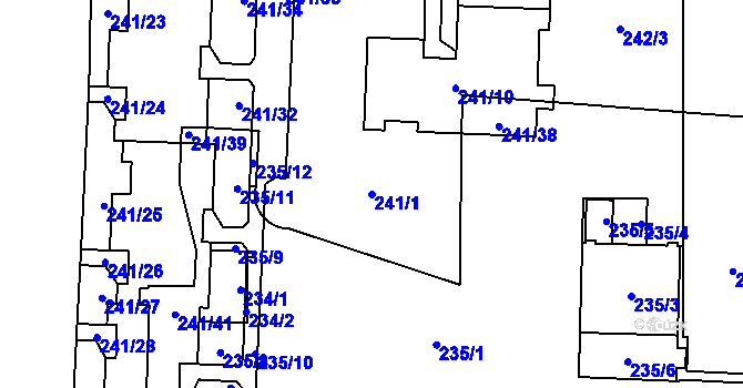 Parcela st. 241/1 v KÚ Jihlava, Katastrální mapa