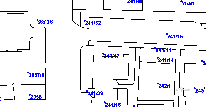 Parcela st. 241/17 v KÚ Jihlava, Katastrální mapa