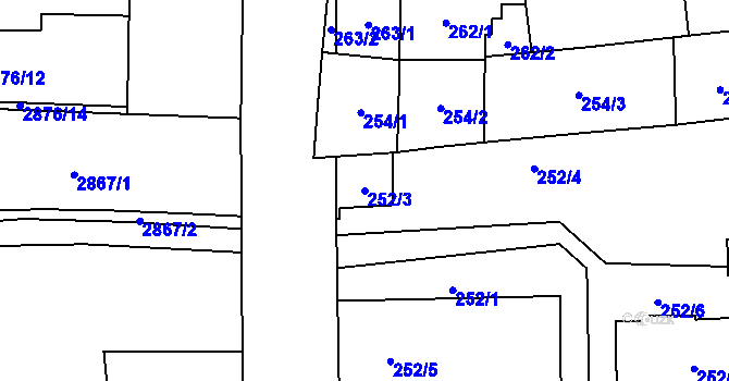 Parcela st. 252/3 v KÚ Jihlava, Katastrální mapa