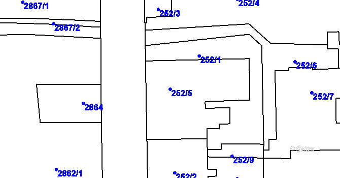 Parcela st. 252/5 v KÚ Jihlava, Katastrální mapa