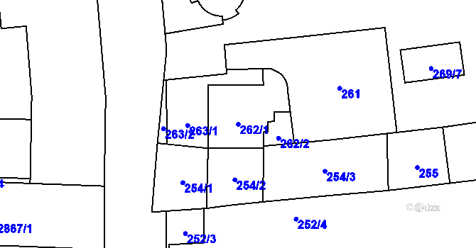 Parcela st. 262/1 v KÚ Jihlava, Katastrální mapa