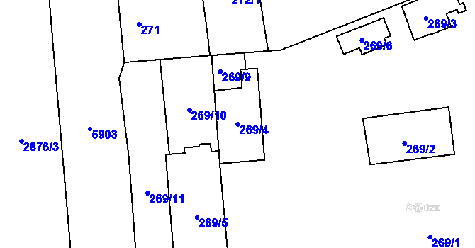 Parcela st. 269/4 v KÚ Jihlava, Katastrální mapa