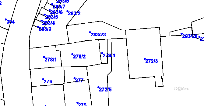 Parcela st. 279/1 v KÚ Jihlava, Katastrální mapa