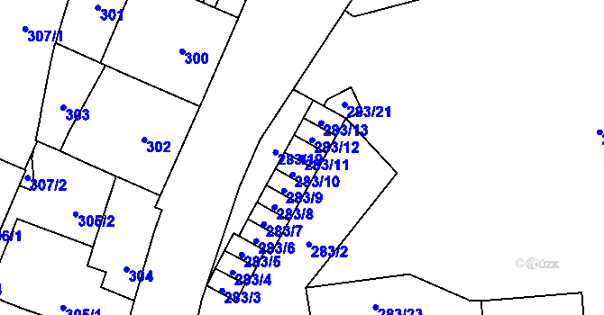 Parcela st. 283/11 v KÚ Jihlava, Katastrální mapa