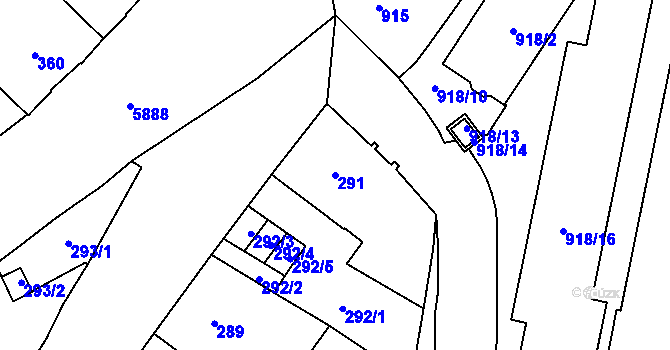 Parcela st. 291 v KÚ Jihlava, Katastrální mapa