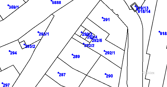 Parcela st. 292/2 v KÚ Jihlava, Katastrální mapa