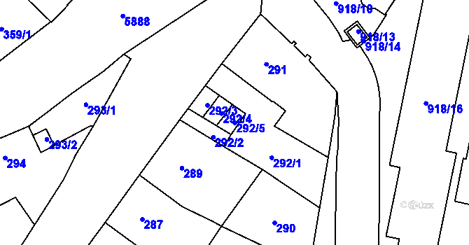 Parcela st. 292/5 v KÚ Jihlava, Katastrální mapa