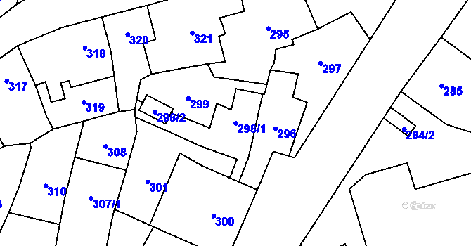 Parcela st. 298/1 v KÚ Jihlava, Katastrální mapa