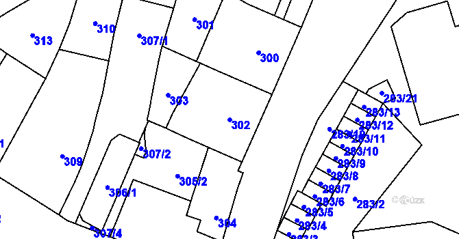 Parcela st. 302 v KÚ Jihlava, Katastrální mapa