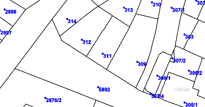 Parcela st. 311 v KÚ Jihlava, Katastrální mapa