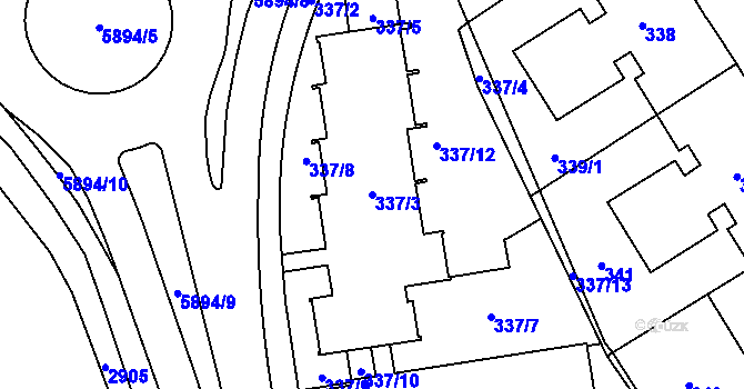 Parcela st. 337/3 v KÚ Jihlava, Katastrální mapa
