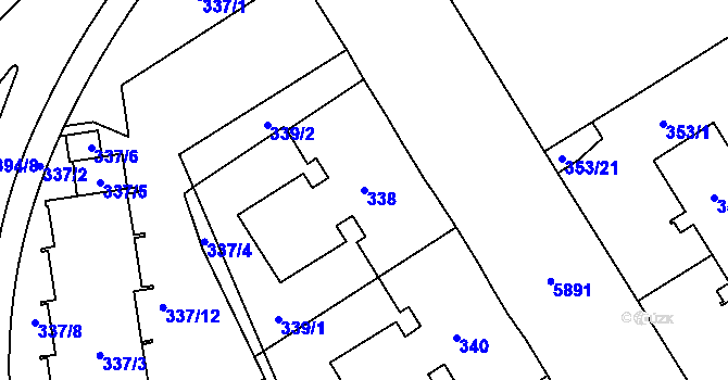 Parcela st. 338 v KÚ Jihlava, Katastrální mapa