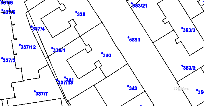 Parcela st. 340 v KÚ Jihlava, Katastrální mapa