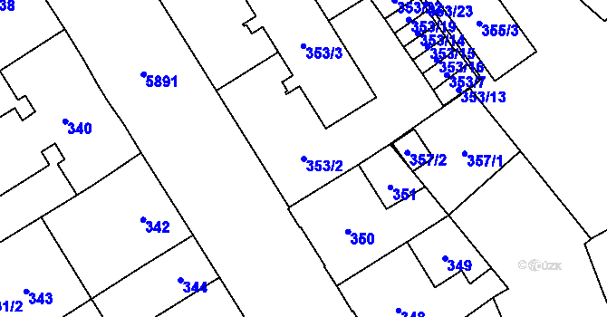 Parcela st. 353/2 v KÚ Jihlava, Katastrální mapa