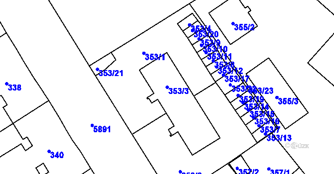 Parcela st. 353/3 v KÚ Jihlava, Katastrální mapa