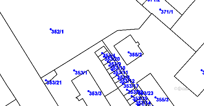 Parcela st. 353/4 v KÚ Jihlava, Katastrální mapa