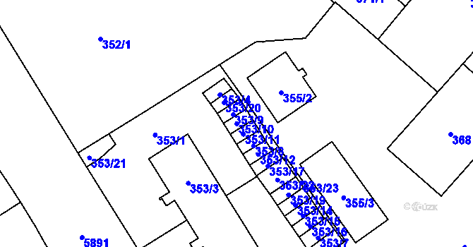 Parcela st. 353/10 v KÚ Jihlava, Katastrální mapa