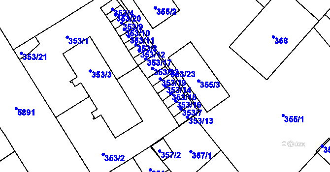 Parcela st. 353/14 v KÚ Jihlava, Katastrální mapa