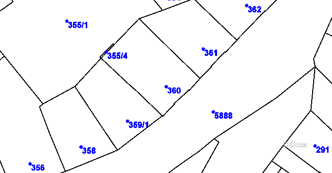 Parcela st. 360 v KÚ Jihlava, Katastrální mapa
