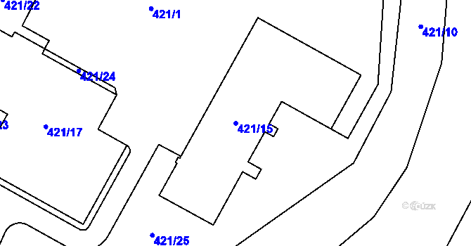 Parcela st. 421/15 v KÚ Jihlava, Katastrální mapa