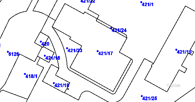 Parcela st. 421/17 v KÚ Jihlava, Katastrální mapa