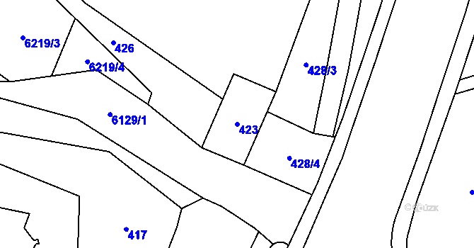 Parcela st. 423 v KÚ Jihlava, Katastrální mapa