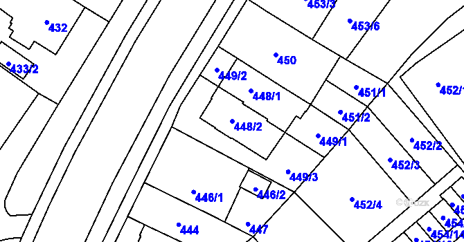 Parcela st. 448/2 v KÚ Jihlava, Katastrální mapa