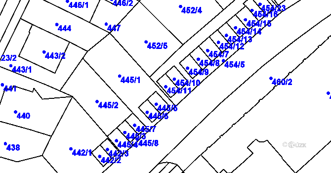 Parcela st. 454/11 v KÚ Jihlava, Katastrální mapa