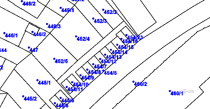 Parcela st. 454/13 v KÚ Jihlava, Katastrální mapa