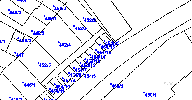 Parcela st. 454/15 v KÚ Jihlava, Katastrální mapa