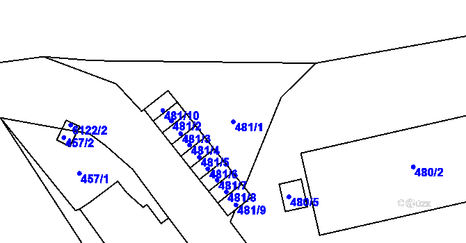 Parcela st. 481/1 v KÚ Jihlava, Katastrální mapa