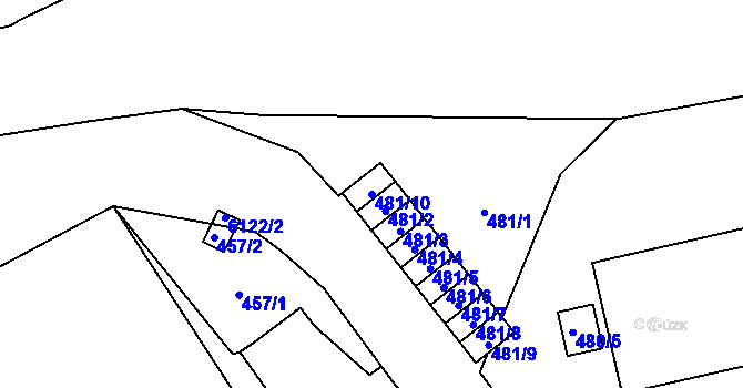 Parcela st. 481/10 v KÚ Jihlava, Katastrální mapa