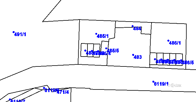 Parcela st. 485/4 v KÚ Jihlava, Katastrální mapa