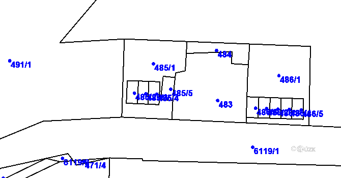 Parcela st. 485/5 v KÚ Jihlava, Katastrální mapa