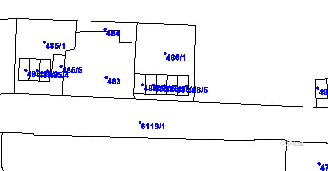 Parcela st. 486/3 v KÚ Jihlava, Katastrální mapa