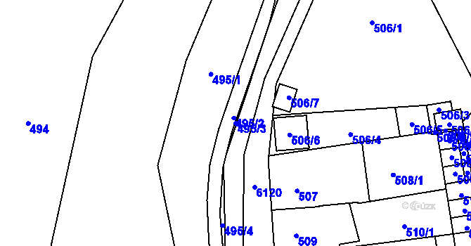 Parcela st. 495/3 v KÚ Jihlava, Katastrální mapa