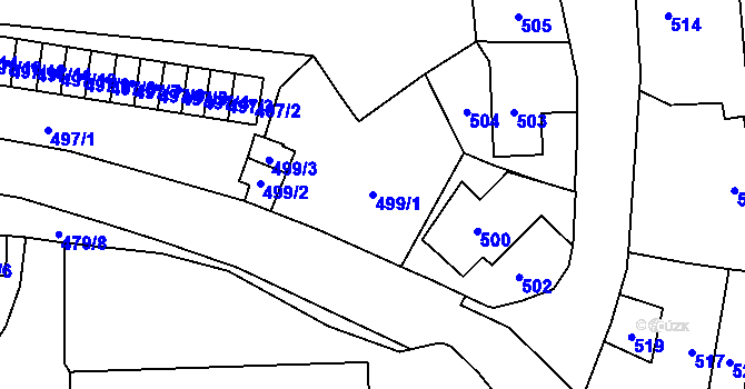 Parcela st. 499/1 v KÚ Jihlava, Katastrální mapa