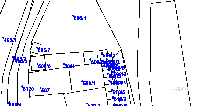Parcela st. 506/3 v KÚ Jihlava, Katastrální mapa
