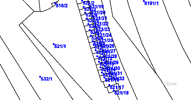 Parcela st. 521/11 v KÚ Jihlava, Katastrální mapa