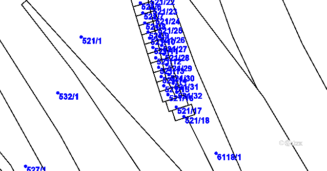 Parcela st. 521/15 v KÚ Jihlava, Katastrální mapa