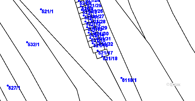 Parcela st. 521/17 v KÚ Jihlava, Katastrální mapa