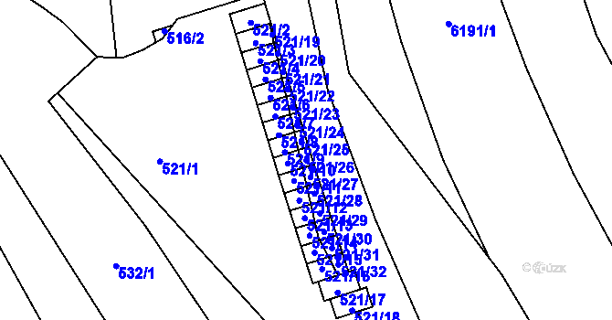 Parcela st. 521/26 v KÚ Jihlava, Katastrální mapa