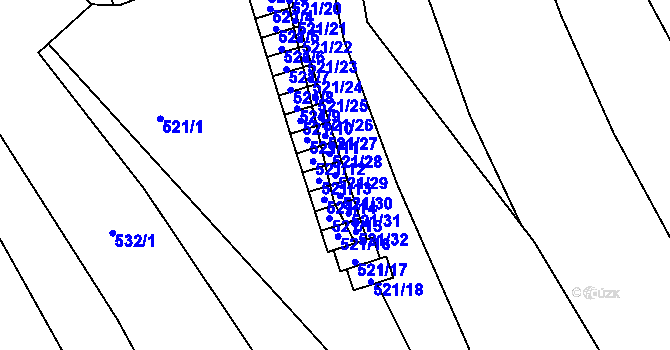 Parcela st. 521/29 v KÚ Jihlava, Katastrální mapa