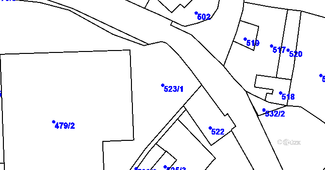 Parcela st. 523/1 v KÚ Jihlava, Katastrální mapa