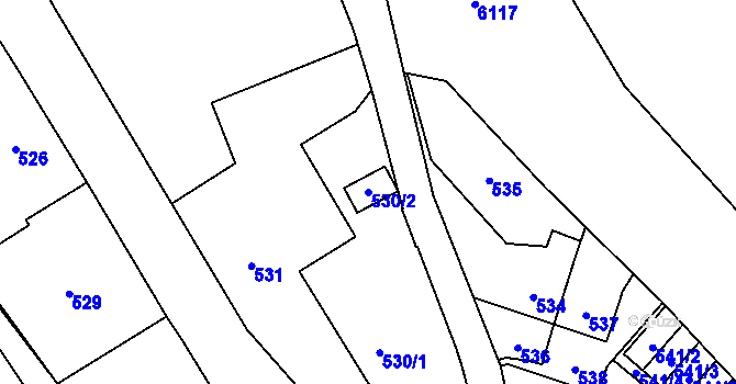 Parcela st. 530/2 v KÚ Jihlava, Katastrální mapa