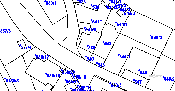 Parcela st. 539 v KÚ Jihlava, Katastrální mapa