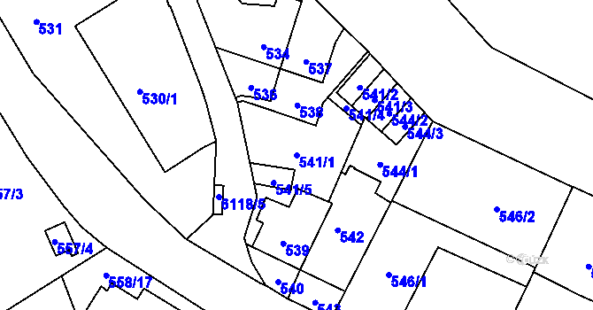 Parcela st. 541/1 v KÚ Jihlava, Katastrální mapa